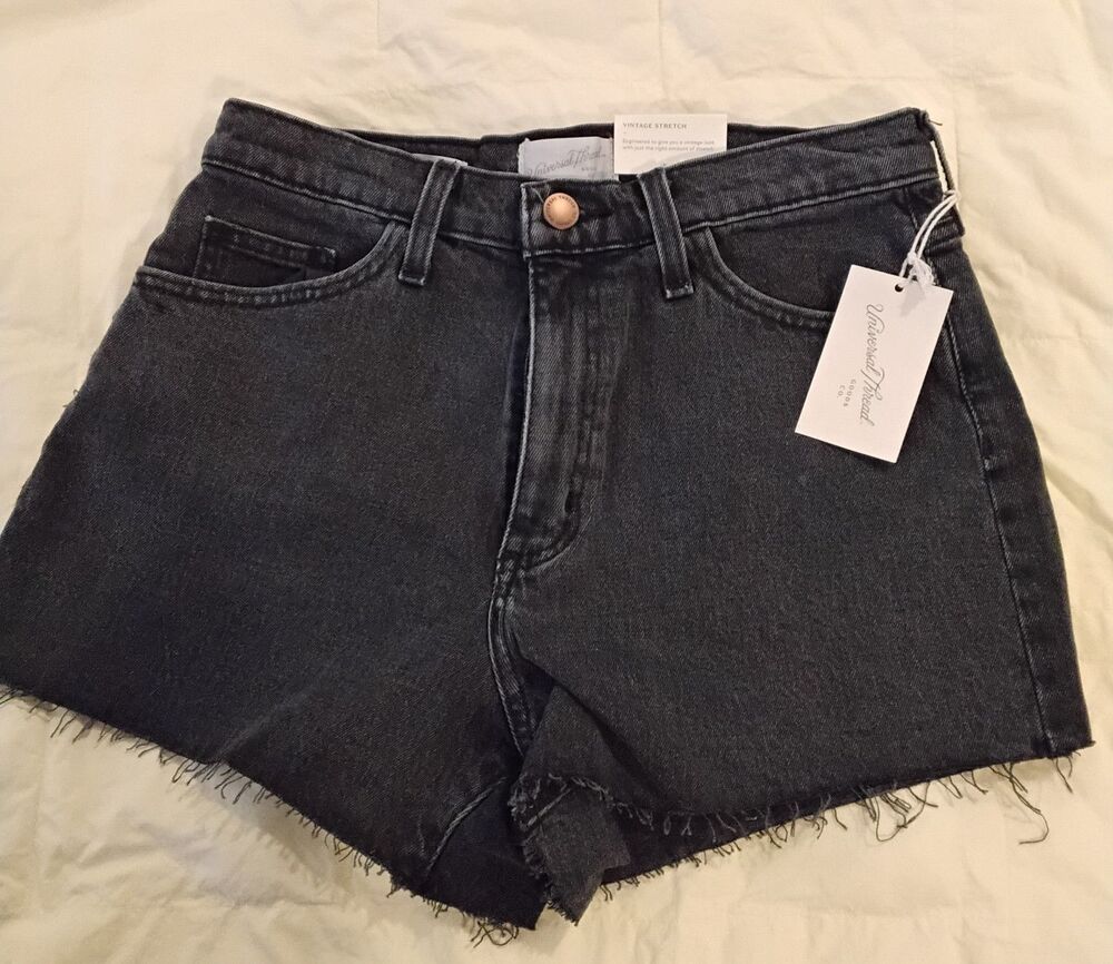 Universal Thread Black Cut-Off Denim High Rise Jean Shortie Shorts Size 12